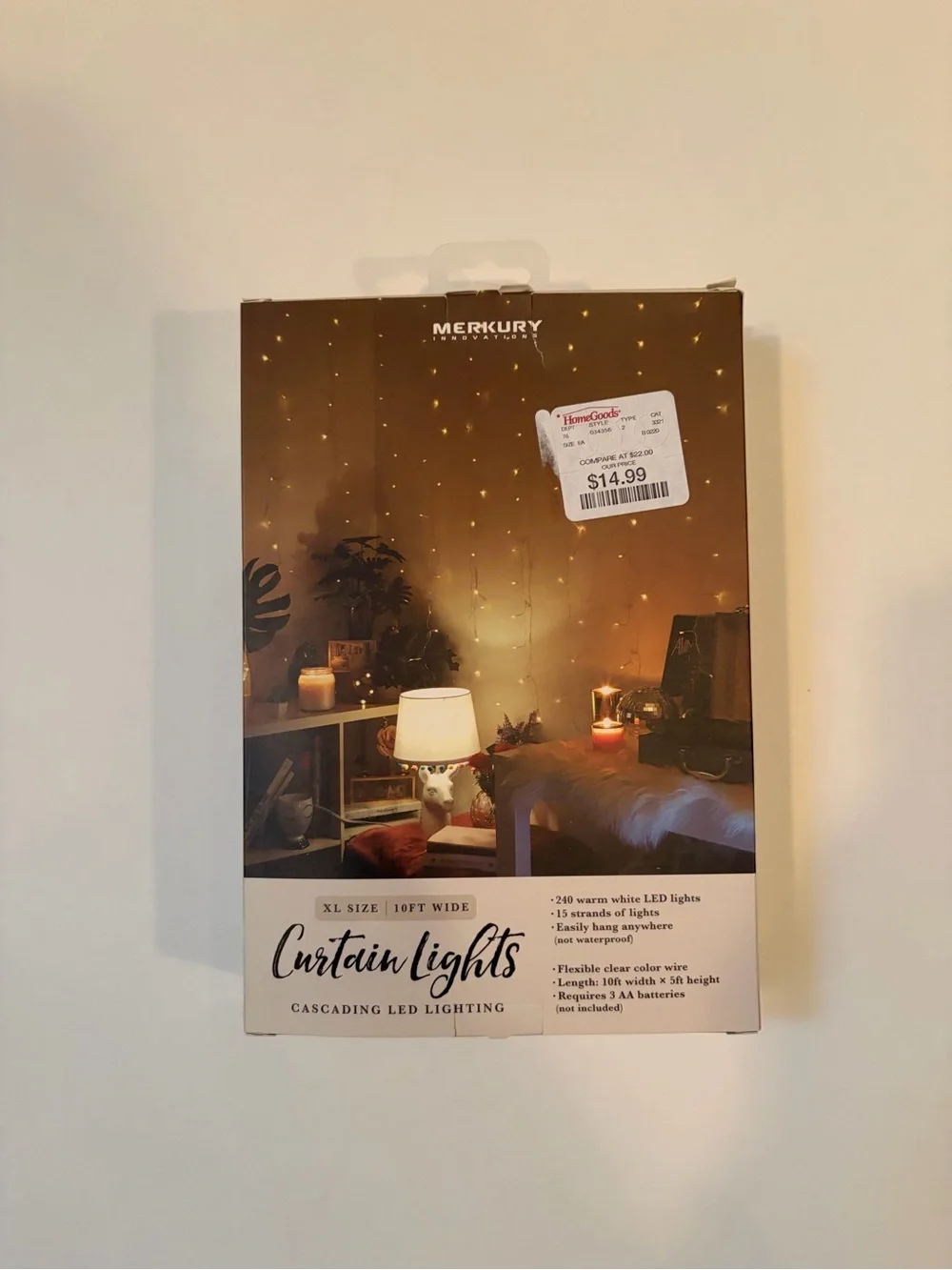 Warm White Curtain Lights - Cascading LED 10 ft wide by 5 feet high New in box